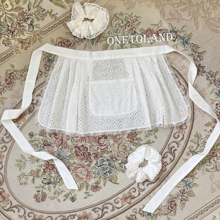 12Land可定制 FiFi经典版型法式围裙 纯棉镂空刺绣系带半片式半裙