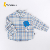 格子衬衣男童小孩子外出衬衫 6岁 幼儿宝宝纯棉长袖 童泰春秋季
