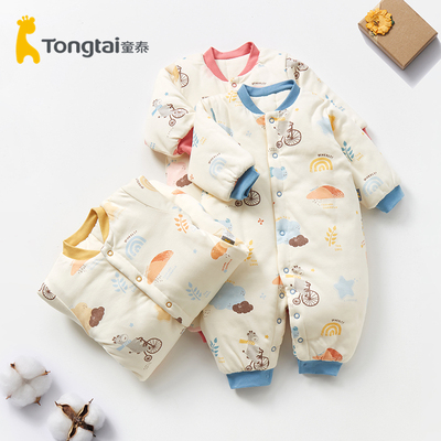 童泰冬季婴儿加厚夹棉连体衣男女宝宝保暖孩子卡通闭裆哈衣200克