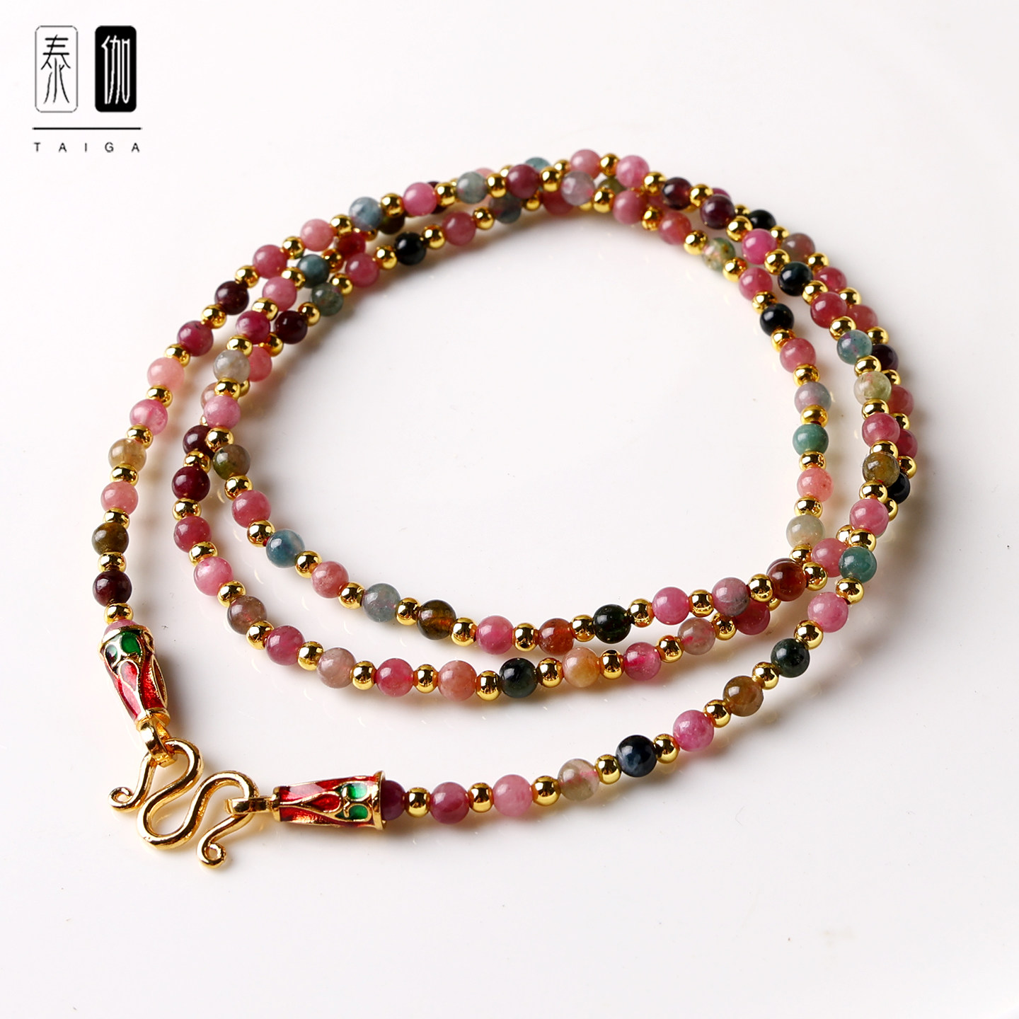 泰伽天然碧玺佛牌链子圆珠项链绳水晶吊坠唐卡百搭配链女款锁骨链