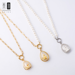 新品 泰国佛牌链子珍珠项链钛钢快拆扣唐卡佛牌挂绳锁骨链不过敏