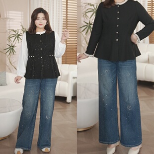 现货仅裤 长104 子 裤 弹力通勤显瘦直筒牛仔裤 PWD33416