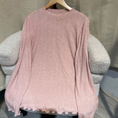 PWD33322【仅上衣】秋冬木耳边半高领软糯大码女装内搭【衣长66】