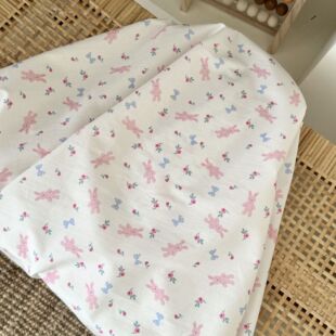 全棉60支仿天丝数码印花布匹卡通蝴蝶结兔子碎花布 童装家居服箱