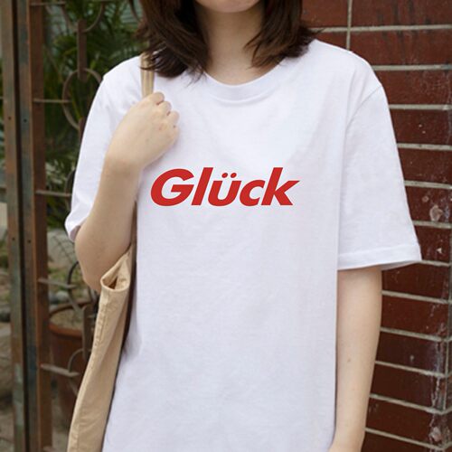 德语Glück幸运字母印花短袖T恤