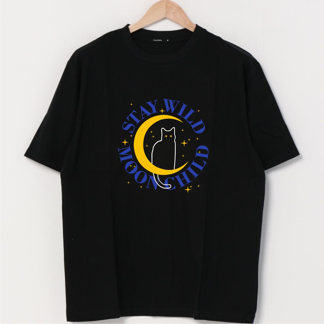 CATS猫奴弯月星光短袖T恤休闲装