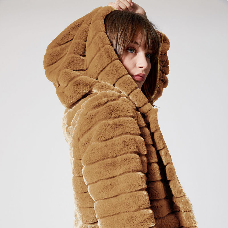 皮草连帽外套大衣女大码出口貂毛