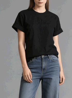 220g纯棉短袖T恤 白色黑色夏 ins男女同款有大码GC115