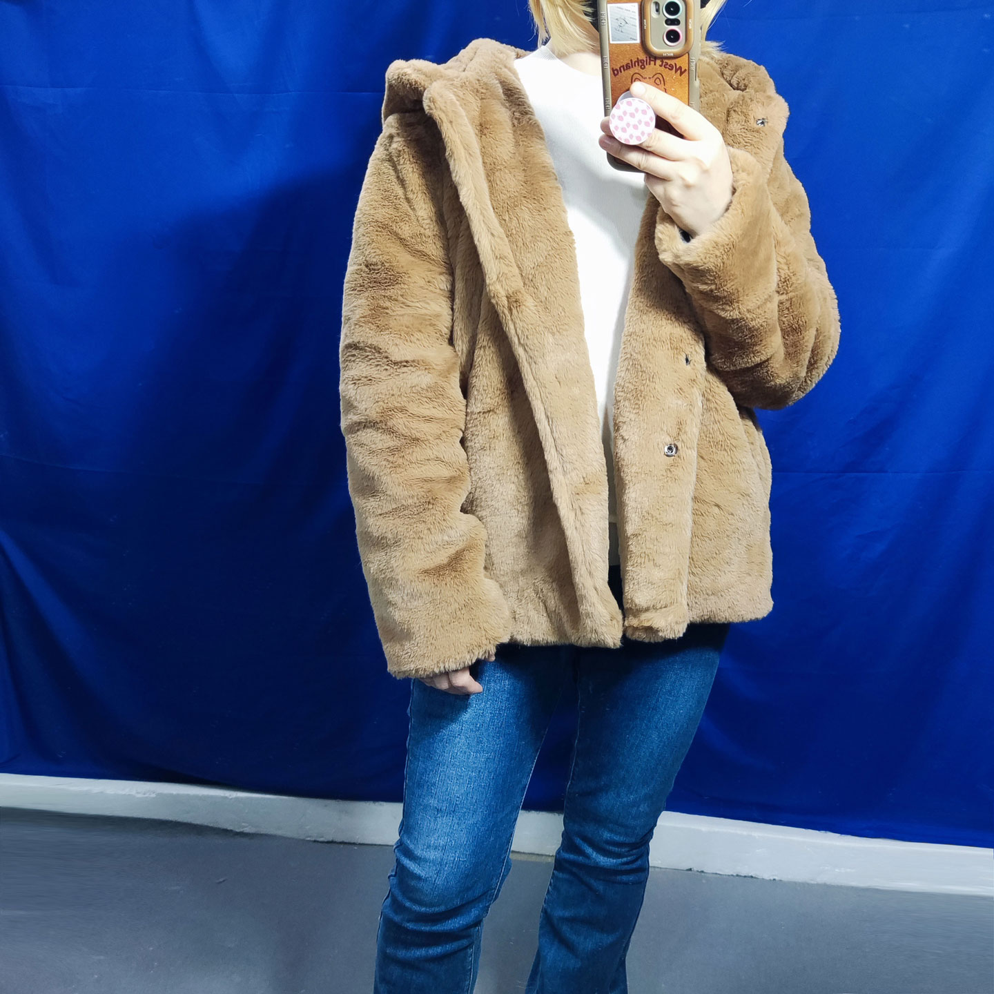 毛绒外套连帽皮草大衣女厚实出口