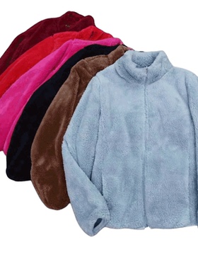 珊瑚绒连帽开衫加绒外套抓绒上衣摇粒绒加厚保暖冬女Z050401GC17