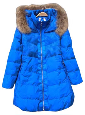 断码 装贵699 90白鸭绒羽绒服中长真貉子毛冬保暖不跑毛 Y040401