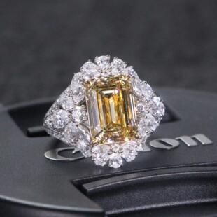 5克拉天然黄钻钻石戒指 GIA