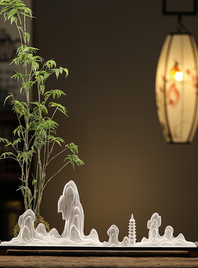 陶瓷假山微景观造景装饰茶桌笔架