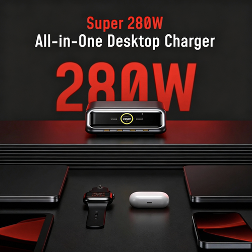Aohi奥海280W桌面充电器PD3.2快充头多口智能适用iPhone18Promax