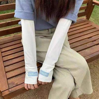 日系冰丝防晒手袖女夏季防晒袖套护臂长薄款手套防紫外线开车冰袖