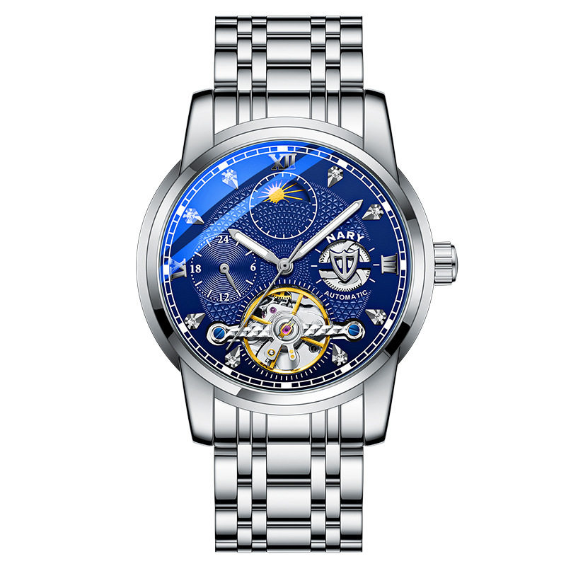 nary/耐瑞男士手表日月星辰全自动陀飞轮机械手表18015