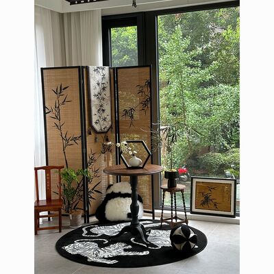 宋代美学新中式屏风竹子茶室隔断竹编客厅围挡国风竹影折叠实木