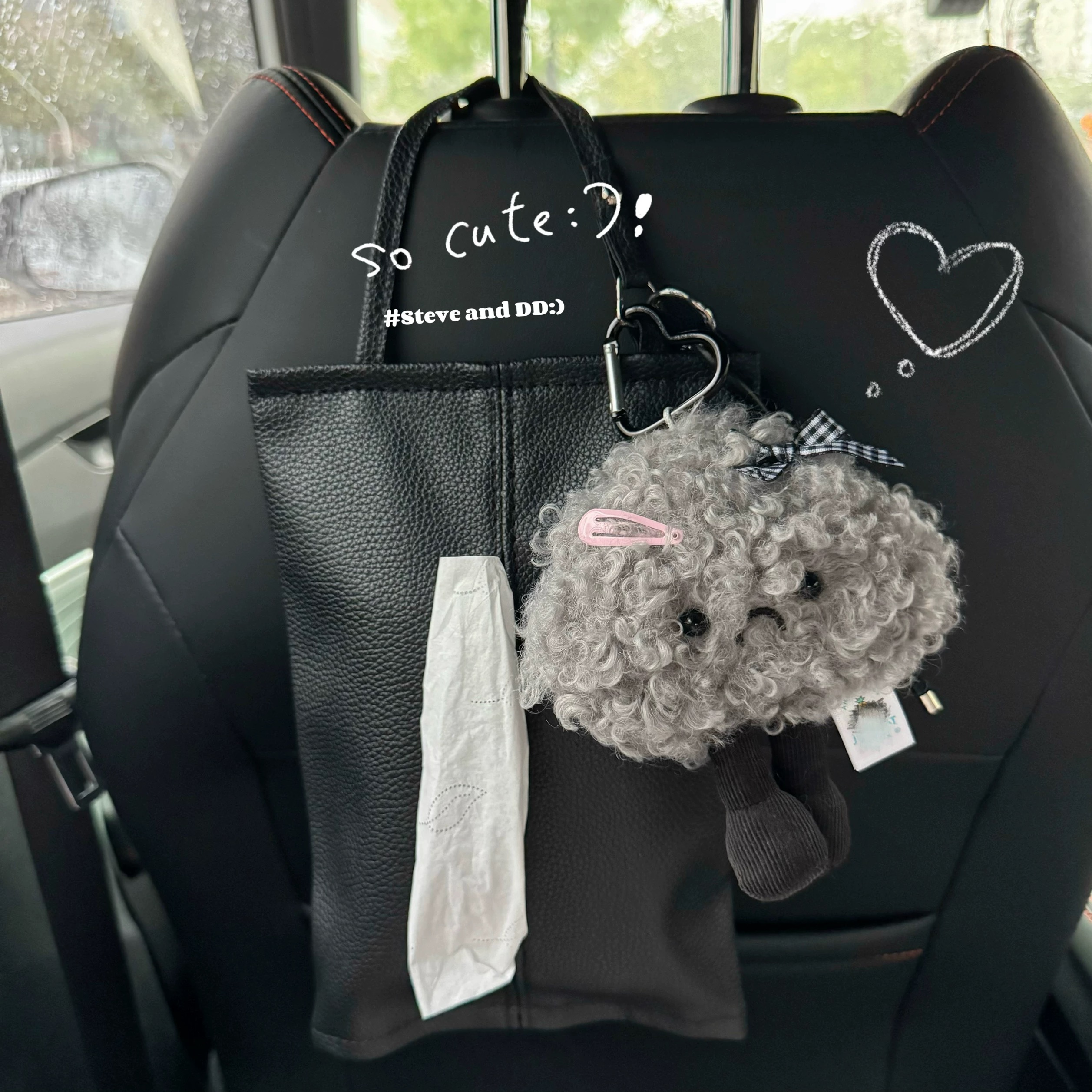 Steve和豆豆jelly～cat同款趣味乌云黑色系冷色车载纸巾挂袋装饰