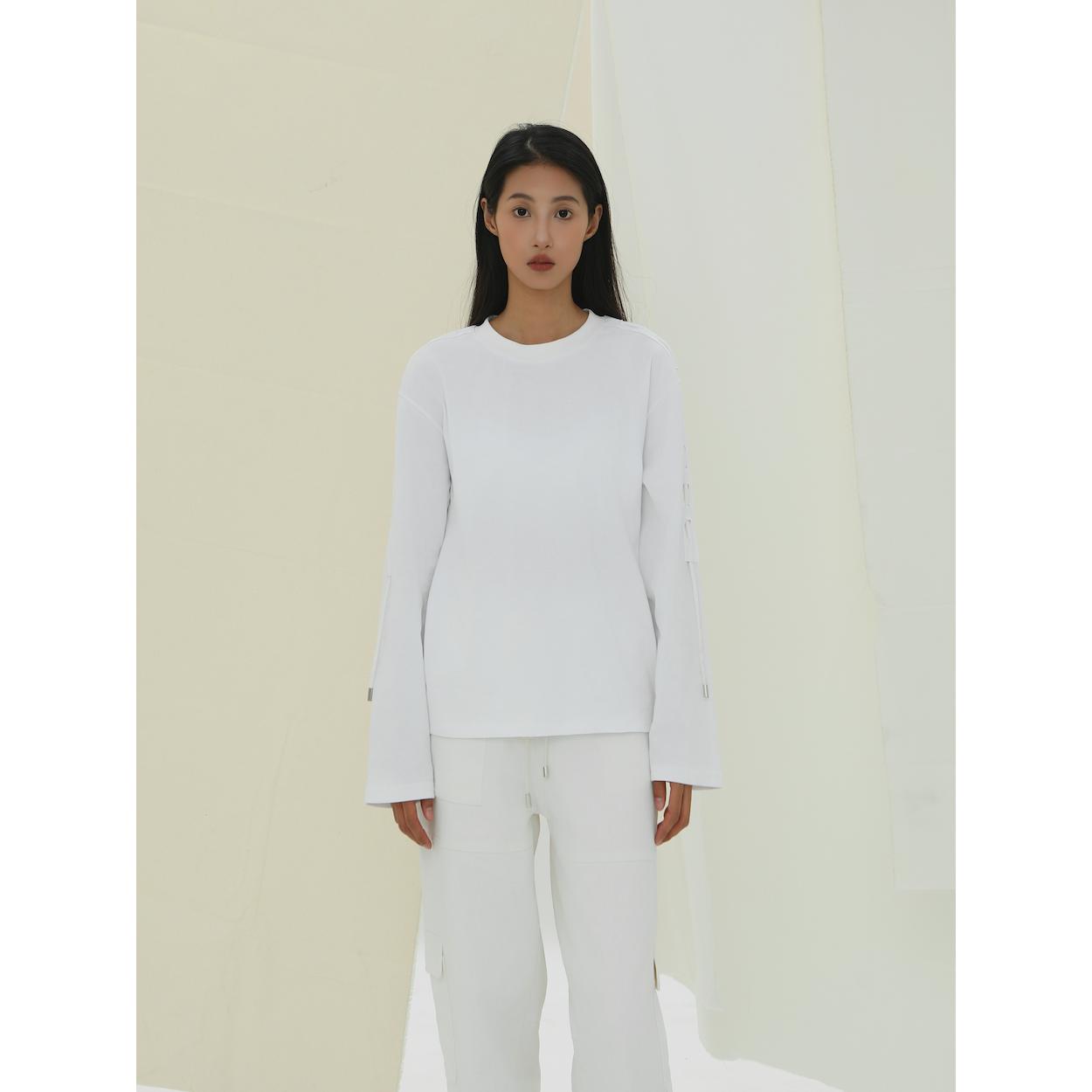 YOWSAH24AW白色圆领长袖T恤