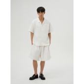 古巴领衬衣 YOWSAH 门襟拼接刺绣花边奶白短袖 amoroso系列