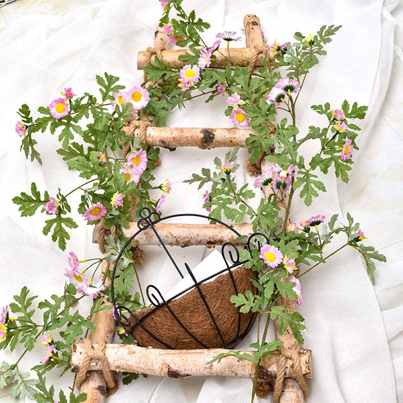仿真雏菊花藤田园风格家居装饰天竺花藤蔓吊篮秋千缠绕藤条假花