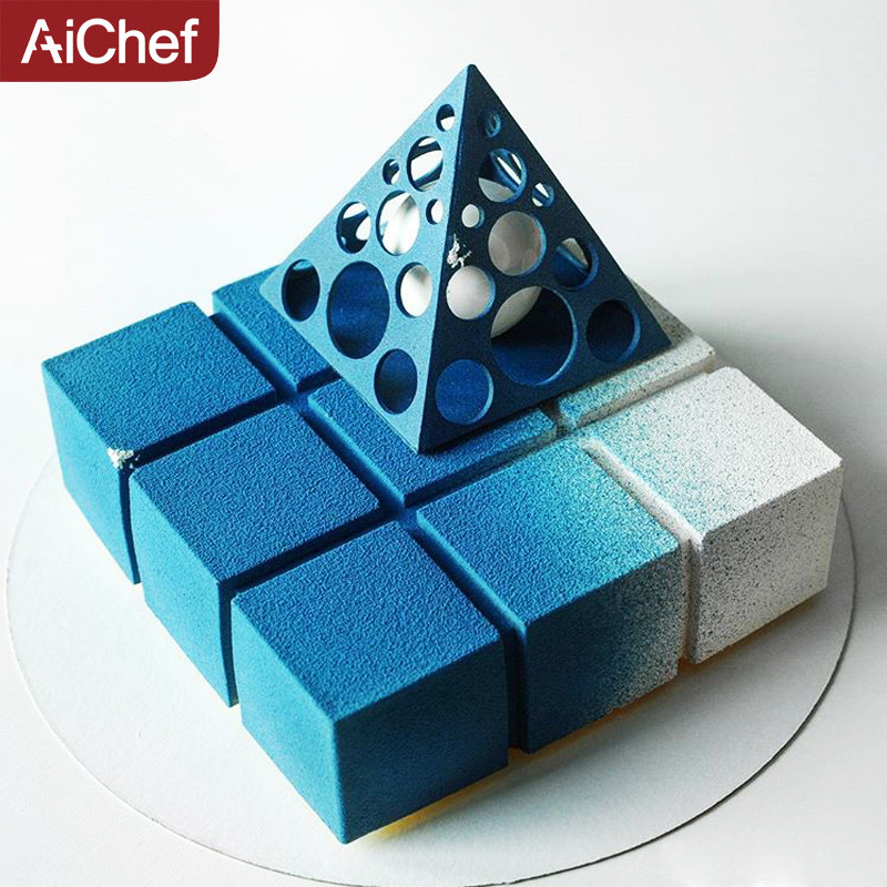 AiChef 九宫格 切割正方形法式甜点慕斯蛋糕硅胶模具西点烘焙工具