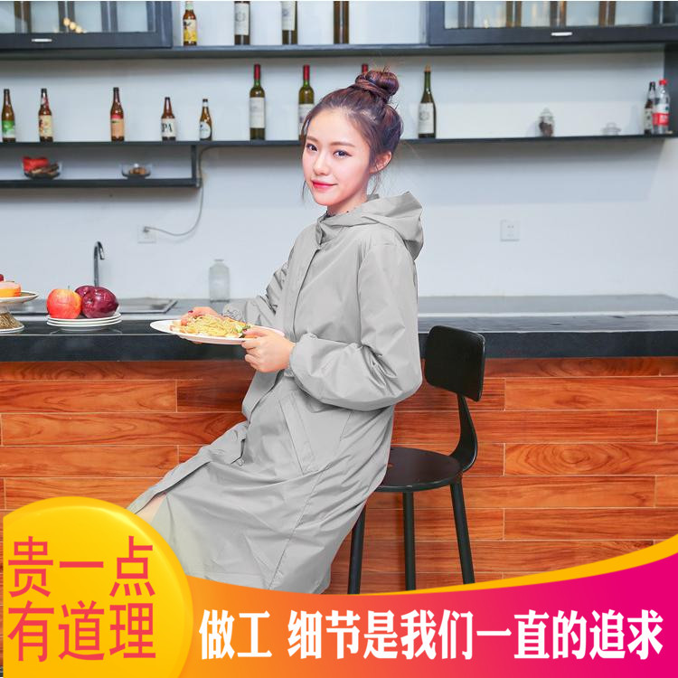 风衣款防水防厨房罩衫带帽外套