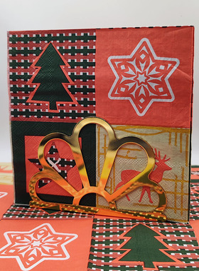 萌派熊圣诞印花餐巾纸红色高端2层圣诞花纸节庆派对酒店餐垫面巾