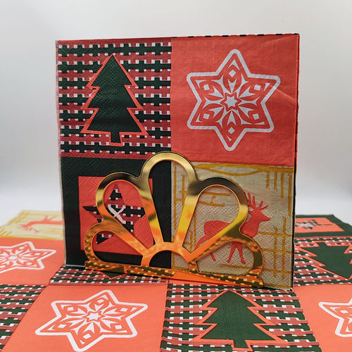 萌派熊圣诞印花餐巾纸红色高端2层圣诞花纸节庆派对酒店餐垫面巾