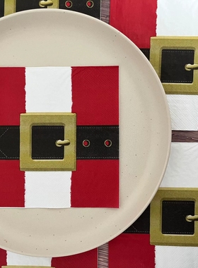 萌派熊圣诞腰带餐巾纸红色系面巾彩色纸巾餐厅圣诞装饰纸手帕纸