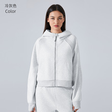 秋冬加绒保暖连帽外套女 Scuba 健身卫衣瑜伽服夹克运动加绒上衣