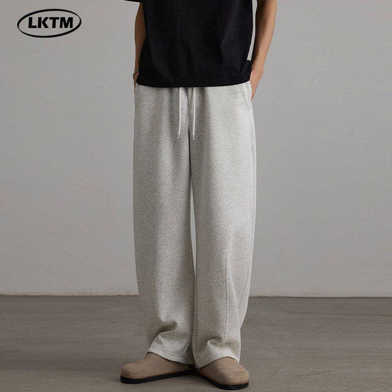 休闲裤美式男女潮牌慵懒弯刀解构#男装廓形卫裤运动灰色LKTM宽松