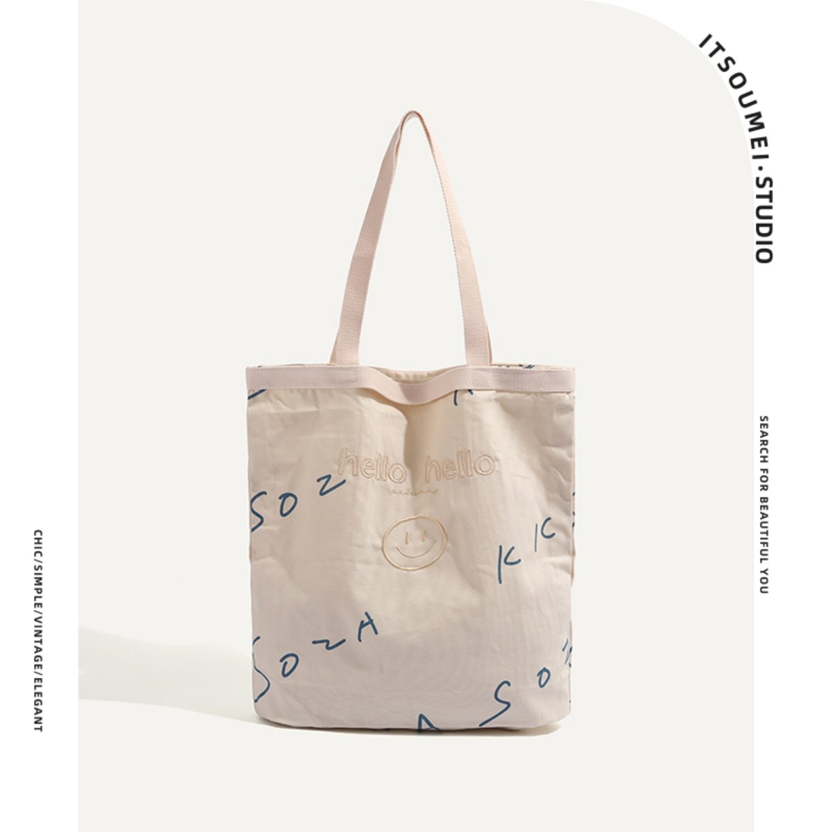 ITSOUMEI字母印花托特包通勤慵懒风帆布包包女高级感大容量单肩,箱包皮具/热销女包/男包,时尚帆布包,淘宝优惠券,粉丝福利购,淘宝优惠卷