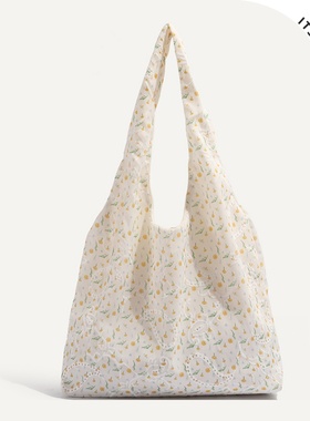 ITSOUMEI碎花背心包上班族小众设计帆布包女慵懒风韩系少女单肩包