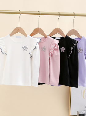 【亏本清仓】童装女童纯棉圆领套头长袖T恤儿童飞袖打底衫上衣