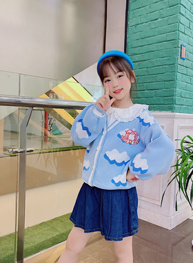 【亏本清仓】童装女童纯棉加厚开衫毛衣儿童洋气针织衫保暖外套