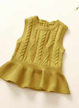 【亏本清仓】女童马甲纯棉套头针织裙式背心宝宝毛衣坎肩上衣装