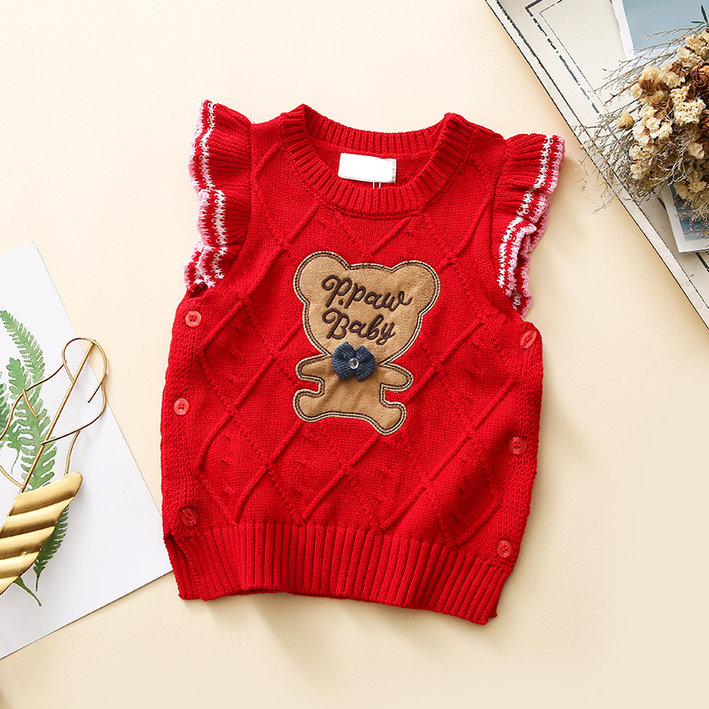 【亏本清仓】女童马甲童装纯棉针织套头背心儿童洋气毛衣上衣坎肩