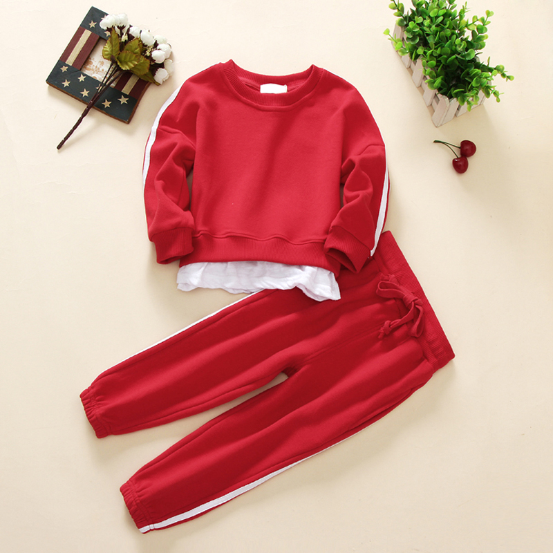 韩版童装秋女童纯棉时尚休闲运动套装中大童卫衣长裤亲子两件套