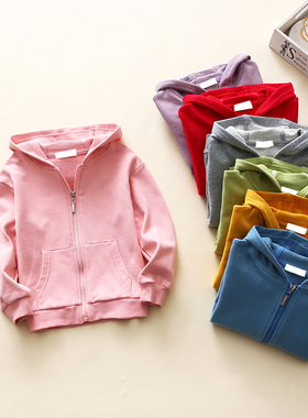 【亏本清仓】童装男女童纯棉连帽开衫外套休闲拉链衫宝宝运动上衣
