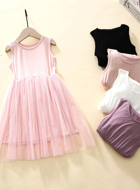 【亏本清仓】童装女童短袖连衣裙儿童百搭洋气背心裙子公主纱裙子