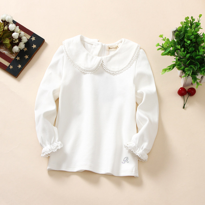 【亏本清仓】女童翻领纯棉长袖T恤大童娃娃领打底衫加绒上衣童装,童装/婴儿装/亲子装,T恤,淘宝优惠券,粉丝福利购,淘宝优惠卷