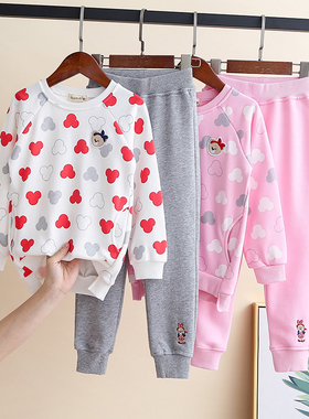 【亏本清仓】女童纯棉网红休闲卫衣春装新款大童运动服两件套童装