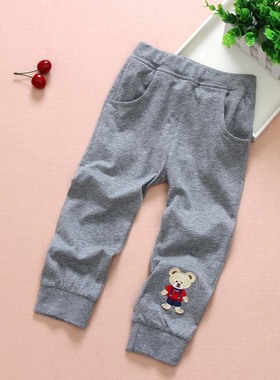 【亏本清仓】小熊纯棉男童薄收口空调裤子防蚊裤休闲长裤儿童童装