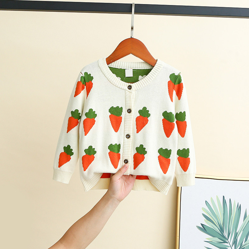 【亏本清仓100110码】女童纯棉双层开衫毛衣外套针织衫线衣上衣