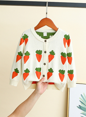 【亏本清仓100110码】女童纯棉双层开衫毛衣外套针织衫线衣上衣