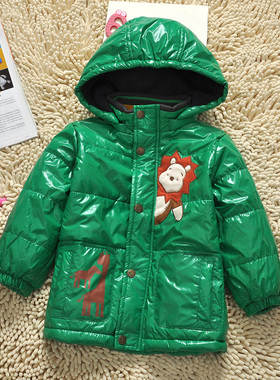 【断码清】春秋亮面夹棉男童风衣棉服开衫宝宝外套棉衣滑雪衣童装