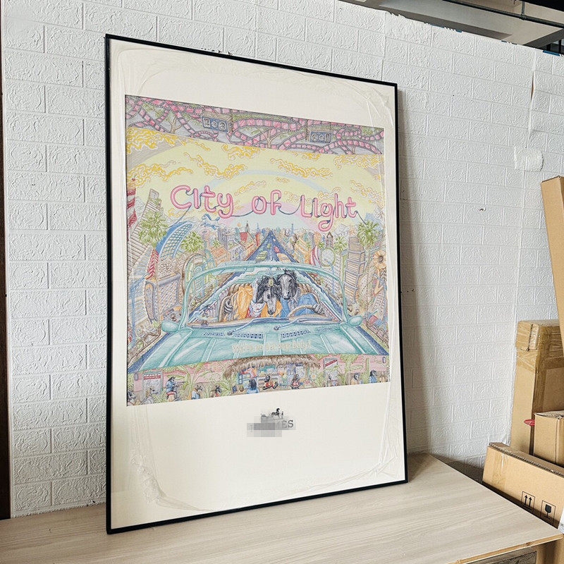 丝巾画客厅玄关90画框餐厅背景竖版挂画简约轻奢抽象画丝巾装饰画