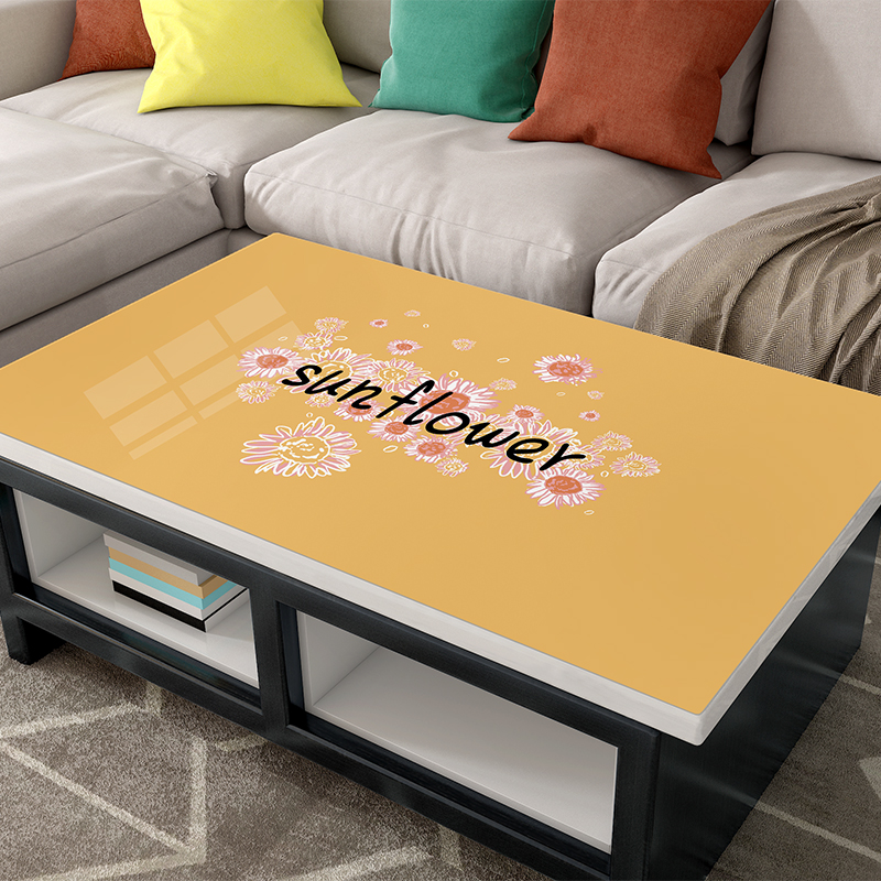khăn trải bàn in hoa dầu không thấm nước bàn cà phê dùng một lần mat chống bỏng pvc mềm dày kính hình chữ nhật