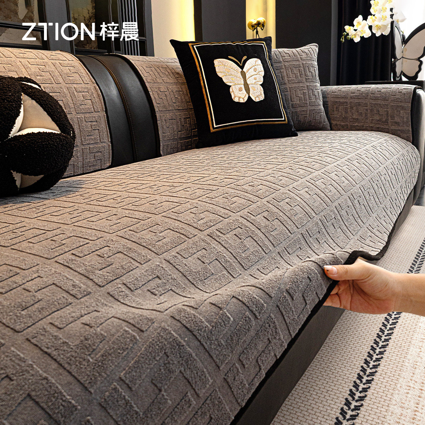 沙发垫冬2025新款加厚植绒固定防滑防猫抓轻奢高级感皮沙发专用垫,居家布艺,沙发垫,淘宝优惠券,粉丝福利购,淘宝优惠卷